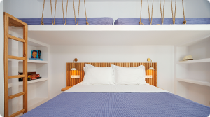 chambre Olympia (banquettes, lit)